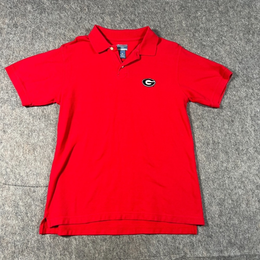J. America Men's Golf Shirt Size Medium Red Georgia Bulldogs‎ Short Sleeves Top